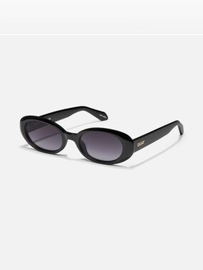 Quay Australia “Felt Cute” Black Oval Sunglasses with Gray Gradient Lenses